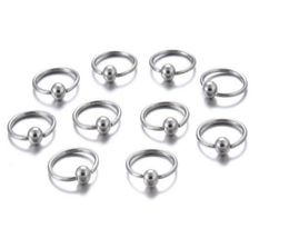 10Pcsset Nose Ring piercing body jewelry Steel Hoop Ring Closure For Lip Ear Nose silver plated Ball Body Jewelry8062418