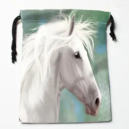 Storage Bags Animal Horses Drawstring HD Print 18X22CM Arrival Soft Satin Fabric Resuable Clothes Bag Shoes 12.2