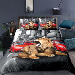 Bedding Sets 3D Animal Duvet Cover Set Quilt Covers Pillow Cases Full Twin Double Single Size Lion Custom Design