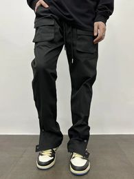 Fashion pull rod cargo pants mens multi flap pockets mens casual outdoor pants mens work pants 240429