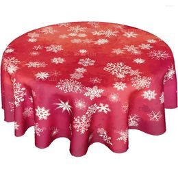 Table Cloth Winter Snowflake Bauble Balls Merry Christmas Round Tablecloth For Kitchen Daily Dinning Party Tabletop Decor