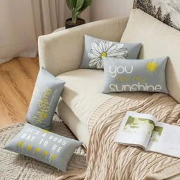 Pillow Daisy You Are My Sun Happy Bird Grey Pillowcase Sofa Cover Home Decoration Can Be Customised For 30x50 40x60