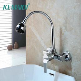 Bathroom Sink Faucets KEMAIDI 360 Degree Rotatable Cold Mixer Tap Bathtub Wash Basin Faucet Single Handle Chrome Polish Wall Mounted