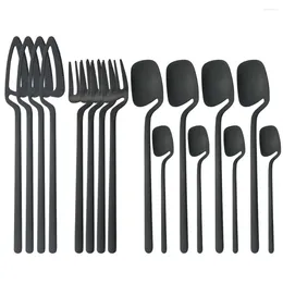 Dinnerware Sets 16Pcs Black Silverware Set Matte Tableware Knife Fork Spoon Stainless Steel Cutlery Western Kitchen Flatware