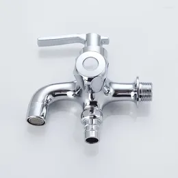 Bathroom Sink Faucets Brass Washing Machine Water Faucet Wall Mounted 1 In 2 Out Tap Garden Mop Pool Double Outlet Bibcock Taps