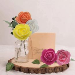 Decorative Flowers 100Pcs Fake Flower Head Realistic Looking Anti-fade Foam 3.5cm Artificial Rose DIY Wedding Party