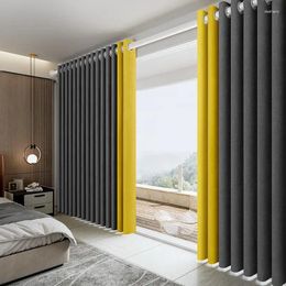 Curtain Curtains Without Punching Installation With Rod Complete Set Bedroom Blackout Cloth Partition Living Room