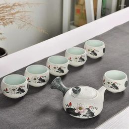 Teaware Sets Chinese Travel 7pcs Tea Ceramic Portable Porcelain Service Gaiwan Cups Ceremony Teapot Gift Box