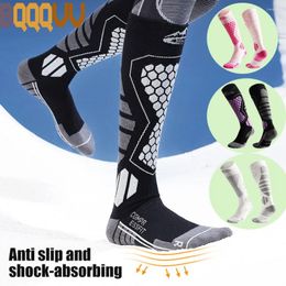 Sports Socks 1Pair Winter Warm Wool Ski Sock Polyester Breathable Sport Long Tube Snow With Anti-slip For Men Women