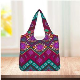 Storage Bags African Tribal Style Ladies Shoulder Handbag Traditional Culture Design Reusable Shopping Bag Girls Large Capacity Satchel