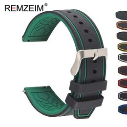Watch Bands Sile with quick release rubber strip 20mm 22mm 24mm with replacement strip green Q240510