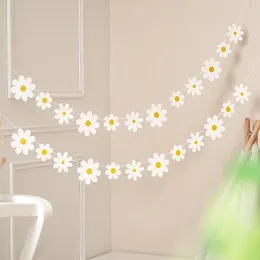 Party Decoration Paper Daisy Flower Banner Boho Girl Birthday Pull Flags Happy Bunting Decorations Garland