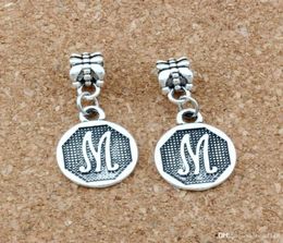 50pcslot Antique silver Initial Alphabet Disc quotMquot Charm Pendants For Jewellery Making Bracelet Necklace DIY Accessories 15668454
