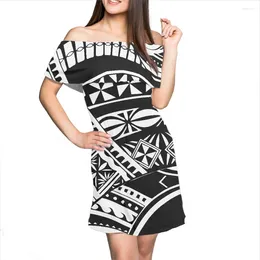 Casual Dresses HYCOOL Polynesian Elegant High Waist Fit Club Women Dress 2024 Hawaii Off Shoulder Mini Autumn Spring Vestido