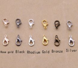 300pcs 18MM Jewelry Findings Bronzegoldrose Goldblackrhodiumsilver Lobster Clasp Hooks for Necklace Chain2542492