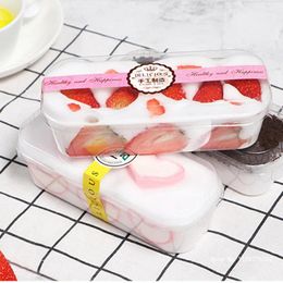 Disposable Cups Straws 10pcs Net Red Rectangular Melaleuca Soy Milk Sawdust Box Cookies Fruit Ice Cream Brushed Cake Transparent Plastic