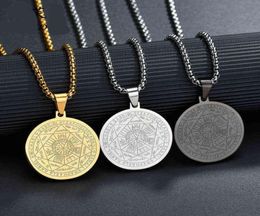 Fashion Men Necklace Solomon Seal Guarding Protection Pendant Stainless Steel The Seventh Pentacle of Mars Necklace Jewellery G12135202132