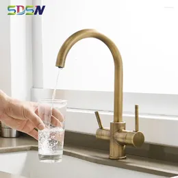 Kitchen Faucets Filter Faucet SDSN Antique Purifier Sink Dual Handle Cold Mixer Tap Filtered