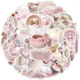 Gift Wrap 50PCS Waterproof Pink Ballet Girls Styles Series Stickers PVC Self-adhesive Cute Cartoon Tag Paper Computer Decals