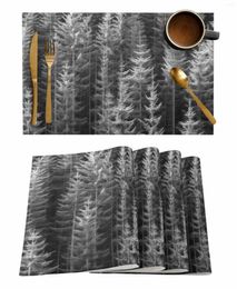 Table Mats 4/6 Pcs Summer Forest Pine Trees Placemat Kitchen Home Decoration Dining Coffee Mat