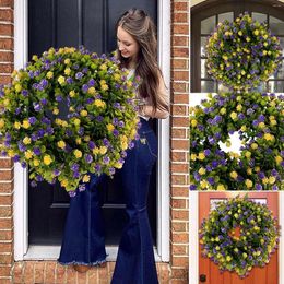 Decorative Flowers Spring And Summer Pure Yellow Wreath Simulation Flower Sunflower Front Door Heart Shaped For