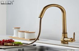 Antique Bronze Kitchen Faucets Pull Out Cold Sink Swivel 360 Degree Water Faucet Water Mixer Pull Down Mixer Taps ELM902AB T208036793