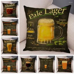 Pillow Soft Plush Throw Cover Vintage Beer Cocktail Collection Art Painting Pillowcase Decor Case For Sofa Car Home