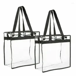 Storage Bags 2-Pack Fashion Women Transparent Pattern Shoulder Bag PVC W/Zipper Stadium Block Messenger Handbag Composite Travel Tote