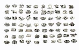 Mix 70 styles Beads Antique Silver Plated Alloy Big Hole Charms Spacer Beads fit bracelet DIY Jewellery Necklaces & Pendants5190565