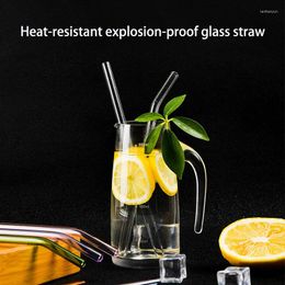 Drinking Straws High Borosilicate Straw Colored Glass Transparent Creative Heat-resistant Crystal Straight Elbow Bar Party Reusable