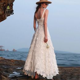 Casual Dresses Tingfly Designer Fashion Embroidery Flower White Colour A Line Party Dinner Lady Summer High Quality Dress Strap