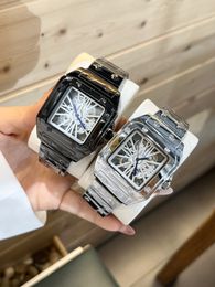 Novo relógio de alta qualidade relógio de quartzo clássico relógio de designer com calendário keretless transparente de aço inoxidável esqueleto keith face 090 método