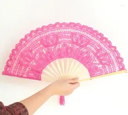 Party Favour Handmade 27cm Mixed Colour Embroidered Lace Wedding Fan Gifts Favours Hand SN2680