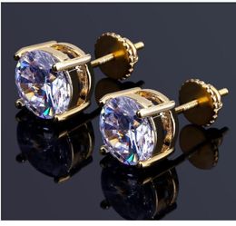 Mens Hip Hop Stud Earrings Jewellery High Quality Fashion Round Gold Silver Simulated Diamond Earrings For Men gift a2519472267