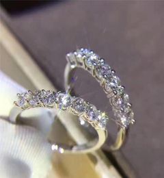 Sweet Cute Simple Fashion Jewelry 925 Sterling Silver Single Rows White Topaz CZ Diamond Eternity Women Wedding Engagement Band Ri9069834