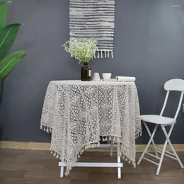 Table Cloth Crochet Tablecloth With Tassel Lace Dustproof Household Piano Cover For Kitchen Dinning Party Holiday Home Decor
