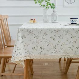 Table Cloth Garden Gardenia Fragmented Flower Fabric Art Cotton Thread Lace Tea