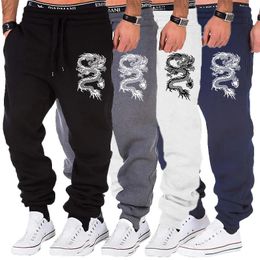 Fashion dragon print Joggers Men Body Building Gyms Pants Outdoor Casual Sweatpants Sports Fitness Trousers 240512