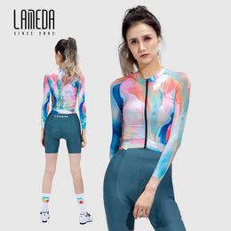 Fans Tops Tees LAMEDAs new professional bicycle jersey thin and quick drying spring/summer womens long sleeved clothing MTB road clothing Q240511