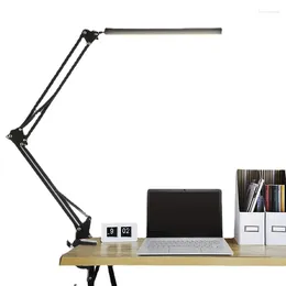 Table Lamps LED Desk Lamp With Clamp Long Arm Eye-Caring Dimmable 3 Colours Adjustable Light 10 Brightness Level