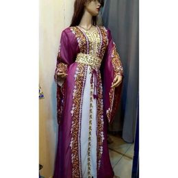 Ethnic Clothing Pink Dubai Moroccan Kaftan Georgette Dress Jilbab Arab Fashion TrendL2405