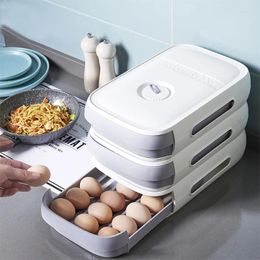 Storage Bottles Stackable Egg Holder Box Drawer Automatic Rolling Refrigerator Eggs Organiser Space Saver Container Kitchen