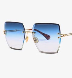 Crystal Square Rimless Sunglasses Gradient Lens Transparent Clear Sun Glasses For Women Luxury Vintage Brand Big Ladies Eyewear4017991