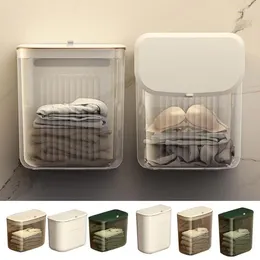 Laundry Bags Clothes Storage Box Transparent Wall-mounted Dirty Basket With Lid Hamper Container For Bedroom Bathroom