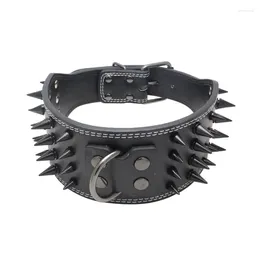 Dog Collars Style 3 Inch Wide 11 Colours Spiked Studded PU Leather Large For Pit Bull