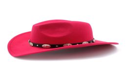 New hat Retro Wool Children Kids Winter Fedora Hat For Boy Girl Western Cowboy Cowgirl Jazz Cap With Leather Toca Sombrero Cap 54C8362398