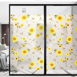 Window Stickers Stained Electrostatic Sun Flower Privacy Sticker Glass Film Frosted Opaque Bathroom PVC Decorative Home Decor Decals