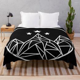 Blankets Mountains And Stars - White Outline Throw Blanket Beautiful