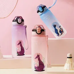 Water Bottles Sport Bottle Leak-proof The Cup Is Transparent One Key To Open 800ml Space Drinking Utensils Suction Plastic