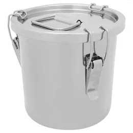 Storage Bottles Bucket With Lid Stainless Steel Sealed Portable Transport Barrel Kitchen Supply Canister Milk Dried Fruit Jar